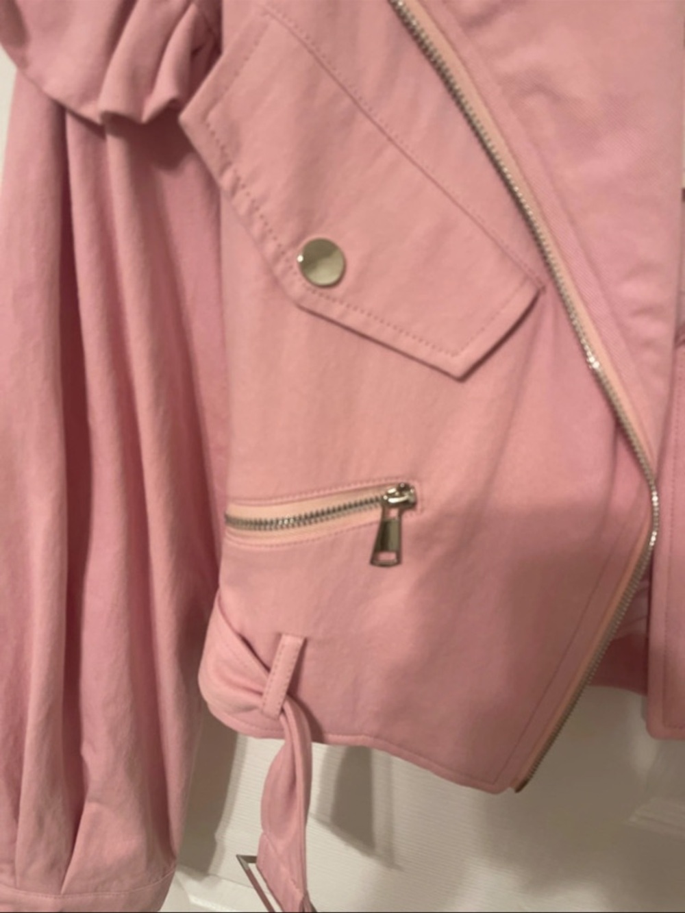 Pink Moto Jacket with Ruffle Detail - Picture 2 of 2